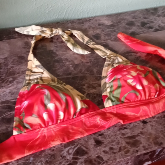 Aqua Couture Orange Tropical Pattern Bikini Top Women’s Size Large - Picture 2 of 7